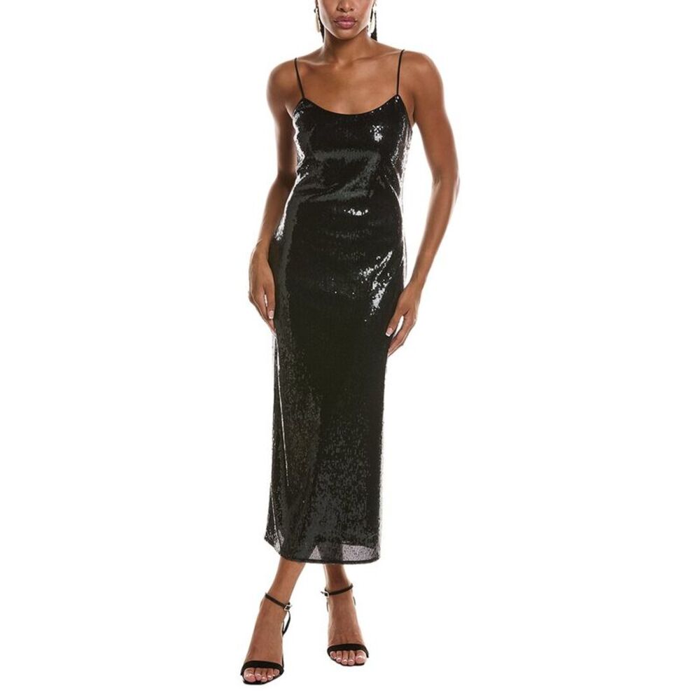 Diane Von Furstenberg Womens Jane Sequin Slip Dress, Black